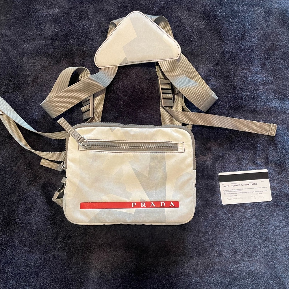 Prada printed technical fabric crossbody bag